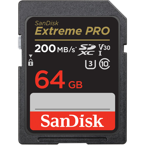 SANDISK Extreme PRO SDXC 64GB 200MB/s V30 UHS-1 U3